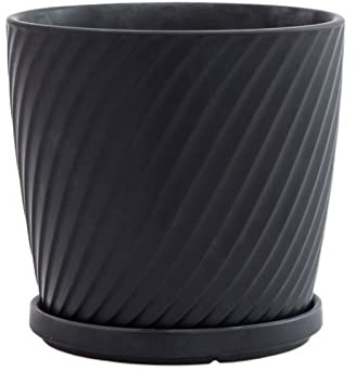 NZPOST Piccoli vasi per Piante Vaso da Fiori Traspirante in Ceramica di Alto Valore con Vassoio Semplice Moda Pianta Verde Pianta grassa Cactus Vaso da Fiori vasi per Piante (Nero M)
