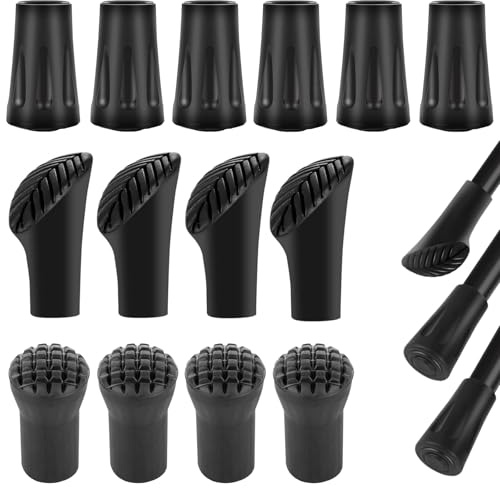 16 Stück Gummipuffer für Wanderstöcke,11mm Nordic Walking Stöcke Gummipuffe für die Meisten Walking Stöcke, Gehstock Gummispitzen für Wanderstöcke Trekkingstöcke Asphalt Kies Berge Wandern(8Paar)