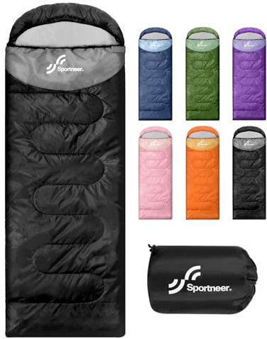 Schlafsack Outdoor - Sportneer Schlafsack Erwachsene und Kinder - Schlafsack Winter, Schlafsäcke, Camping Sleeping Bag Deckenschlafsack Leicht Tragbar für Camping Wandern Rucksackreisen