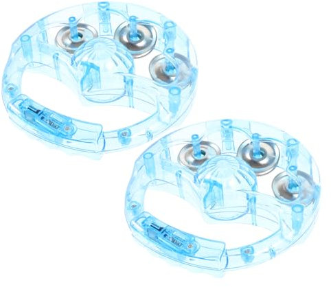 ibasenice 2 Stück Blinkende Handtamburine Kunststoff 12cm Leuchtspielzeug Für Karaoke Partys Hochzeiten Bars
