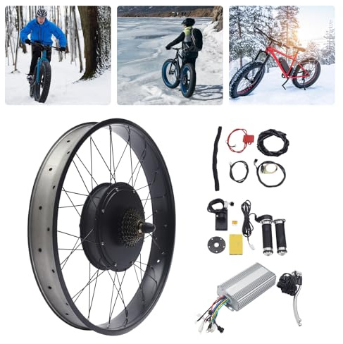 electric 48V 1500W Rear Wheel Motor kit with LCD Display, 26 Fat Tire electric Snow Bike conversion Kit for 26 x 4 Tire