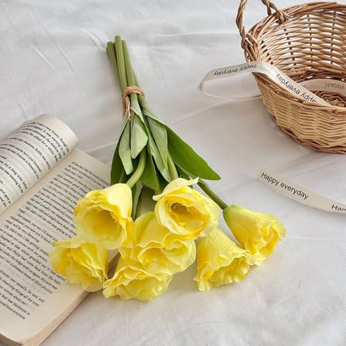 WREWING Realistischer künstlicher Lisianthus Blumenstrauß, minimalistische Kunstblumen für Heimdekoration, ewiger Tischaufsatz für Wohnzimmer, Esstisch, Foto-Styling-Requisiten