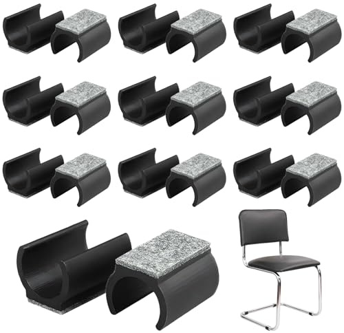 20 Stück Stuhlgleiter Freischwinger, 25 mm Filzgleiter Stuhl Gleiter Möbelgleiter mit Filz Grau Klemmschalengleiter für Schützen Schwingstühle Stühle