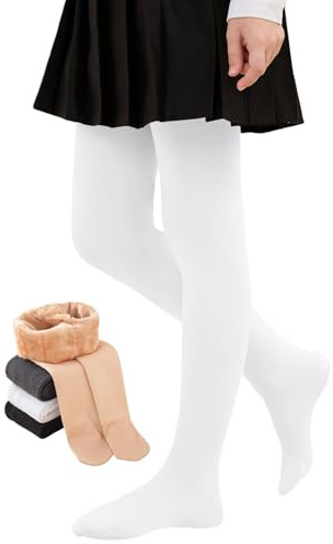Yutdeng Medias para Niñas Térmicas Medias Niña Invierno Opacas Grueso Mallas con Forro Polar Elásticas Suaves Leggings Cálidas Pantalones Transpirable Cómodo para Escuela Ballet Danza Diario 3-15 Años