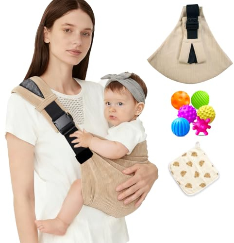 Babytragetuch, verstellbare Babytrage, verstellbare Tragetasche, einfache Kleinkindtrage, bequem (weißer Cord)