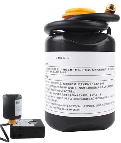 Tire Sealant Bicycle,450ml Compound with Pressure Inflator Pump for All Weather Protection Tractor ATV Mountain Road