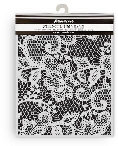 Stamperia - Thick Stencils for Scrapbooks, Albums, Cards, Bullet Journals, and More, Flexible Material, Easy to Clean, Perfect for Crafts and Gifting (Quiet Days, Floral Lace)