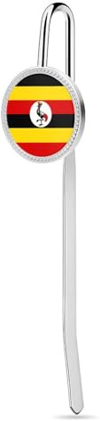 Uganda Flag Stainless Steel Bookmark with Crystal Glass Elegant Design for Men Women Gifts
