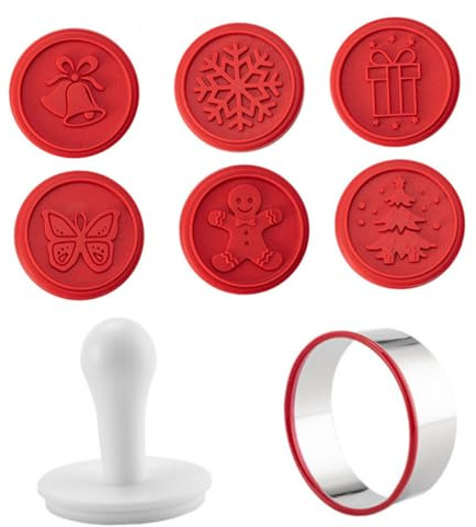 Homoyoyo Christmas Cookie Cutter Silicone Biscuit Mold DIY Hand Press Moulds for Cookie Decorating for Holiday Baking