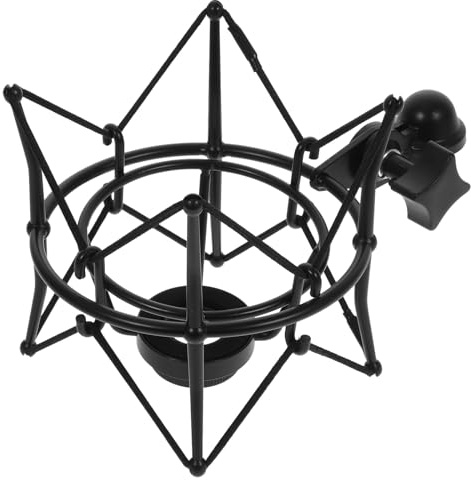 HIAKDOFT Soporte de Micrófono Metálico a Prueba de Golpes para Micrófonos de Condensador Grandes Tipo Araña Negro Adecuado para Grabación Radio y Streaming
