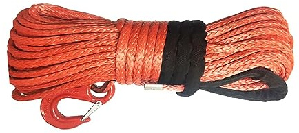 Cuerda sintética para cabrestante, Cable de línea de cuerda de cabrestante sintético 12mm X 30m cuerda de cabrestante sintética de fibra UHMWPE con gancho for ATV/UTV/4WD/4X4/OFFROAD(Oranje)