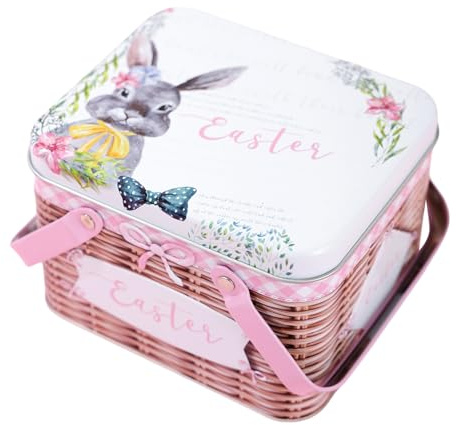 Générique Piccoli cesti Pasquale,Scatola di Caramelle in Metallo con Coperchio e Maniglia,Porta Caramelle di Pasqua | per guarnizioni di Calze di Natale, Feste di Festa, cioccolatini, e