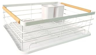 LIN HOME XZ-23315 Escurridor de Vajilla con Drenaje Integrado, Organizador Práctico para Cocina y Lavabo (White)