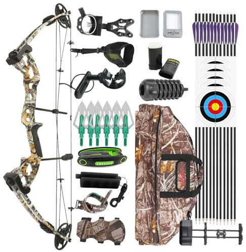 PYMUST Kit arco compound 30-55 libbre per destrimani - Tutti gli accessori inclusi per adulti/principianti: caccia, pesca e tiro al bersaglio
