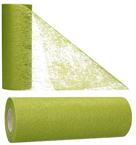 AmaCasa - Corridore da Tavolo in Tessuto Non Tessuto Verde Oliva, Ideale per Fiori, Matrimoni e comunioni, 23cm/25m (Verde Oliva, 23cm)