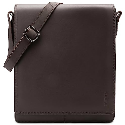 LEABAGS London Umhängetasche Herren Leder – Herrentasche zum Umhängen Echtes Leder 32x26x8 cm Kleine Schultertasche Vintage