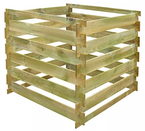Tidyard Compostiera da Giardino a Doghe Quadrata in Legno di Pino FSC 0,54 MC | 90 x 90 x 85 cm