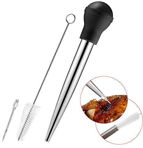 Fuxiang Turquie Poires à Sauce Seringue Seringue à Marinade Injecteur Acier Inoxydable Dinde Baster Aiguille Poignée en Acier Inoxydable Noir