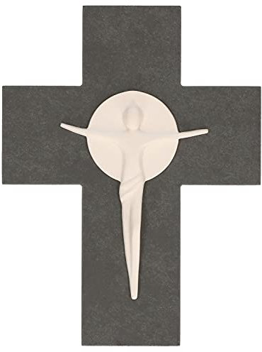 Butzon & Bercker Schmuckkreuz aus Schiefer mit Porzellan‑Korpus, ca. 13 × 17 cm – edles religiöses Symbolkreuz in Geschenkverpackung