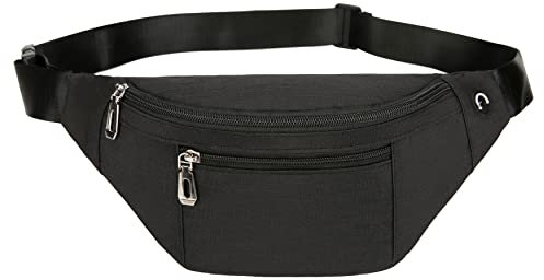 Bauchtasche für Männer und Frauen, modische wasserdichte Hüfttaschen mit verstellbarem Gürtel, lässige Tasche Bauchtaschen für Reisen Sport Laufen. (02-schwarz)