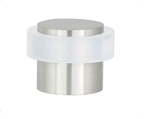 EVI Herrajes | Screw in Door Stop | Ø20x20mm | Stainless Steel Matte Finish | White Silicone Protection | Floor Mounted | Includes Screw + Fastening Plug | Model I-157