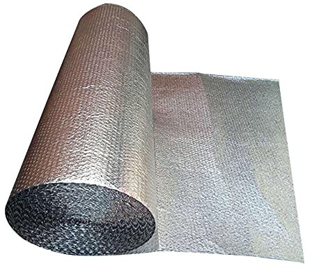 Feuille Isolante Plaque D'isolation Thermique Multi-usages Autocollant Isolant Thermique en Film Aluminisé a Bulles Double Face Isolation Reflecteurs de Chaleur pour Radiateur S(Size:1*18M/3.2*59FT)