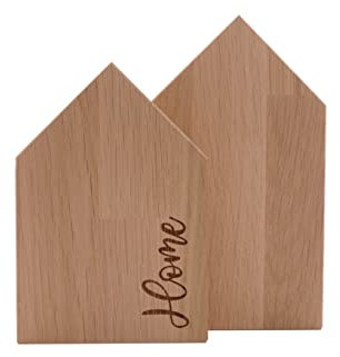Bergliebe Dekohaus im 2er Set in Eiche Vollholz | Gravur home | Dekoartikel | Hausdeko | Wohndeko | Eiche | 10 x 15cm; 10 x 18 cm Pohmer Design