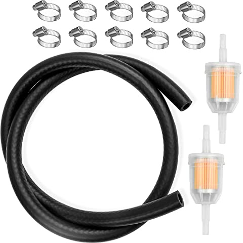 Zelbuck Ø 8 mm Benzinschlauch Kit 2 Meter Kraftstoffgasleitung mit 6x Schlauchschellen, 2x Benzinfilter, Kraftstoffleitung Ölschlauch Kraftstoffschlauch für PKW Auto Motorrad Rasenmäher Roller