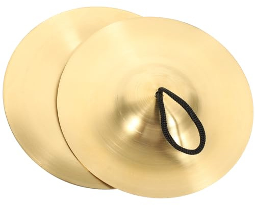 Vaguelly 1 par de platillos de mano, platillos pequeños de marcha de 6 pulgadas, platillos de dedo de cobre, zills de metal con banda de instrumento de percusión para adultos, niños, fiesta