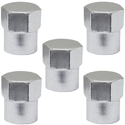 AERZETIX - C64519 - Set di 5 Cappucci/tappi delle valvola pneumatici auto - colore argento - in alluminio - ruote accessori tuning auto-moto decorazione camion SUV veicolo