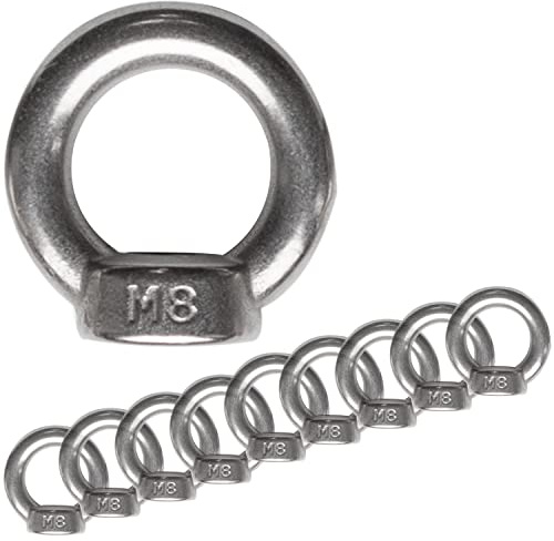 10 Edelstahl M8 Ringmutter V2A 304 Ösenmutter 350kg Loch Eye Ähnlich-DIN582