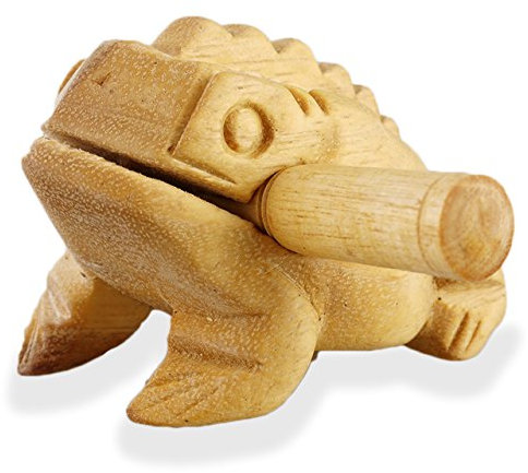 ART-CRAFT Musikinstrument Ratsche Klangfrosch Holz S 11cm