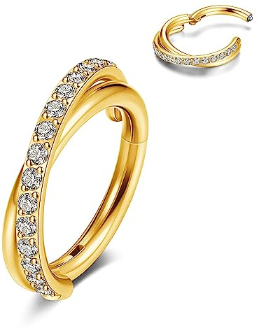 JSDDE Segmentring Clicker aus Edelstahl 16g Ohrpiercing mit Zirkonia Tragus Helix Conch Daith Piercing Ring Nasenring Piercing Lippenpiercing Ring 8mm