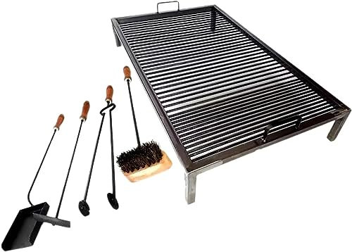 Juego de parrilla de hierro argentina de lujo asado parrilla argentina Grill + herramientas de fuego, cocina al aire libre, cocina al aire libre, cocina a fuego abierto Sor pampa grill (40 x 24