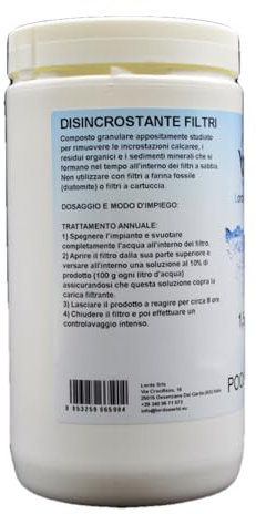 LordsWorld Pool Care Disincrostante Granulare - Abbattitore Calcare e Pulizia Filtri per Piscina Fuori Terra, Interrata, Vasca Idromassaggio da Esterno, SPA e Jacuzzi da Esterno (1,5kg)