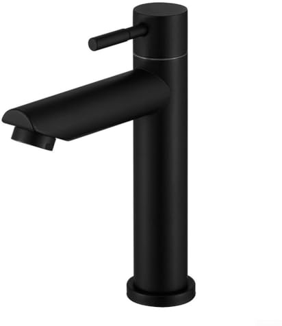 DAZZLEEX Robinet d'évier simple froid mat, robinet mitigeur noir pour lavabo de cuisine, salle de bain, structure en acier inoxydable durable, lisse, installation facile, 2002465418