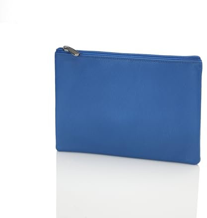 Josephine Osthoff Banktasche große Geldtasche Dokumententasche DIN A5 100% Echtleder mit Reißverschluss (943), Farbe:Royal