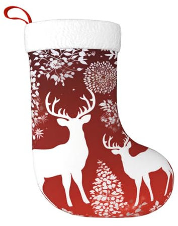 Merry Christmas Rentier Schneeflocken Weihnachtsstrümpfe 45 cm, Weihnachtsbaum Hängende Strumpf Weihnachtsdekorationen Ornamente Strumpf Klassischer Geschenkhalter für Famliy Home Party Urlaub Saison