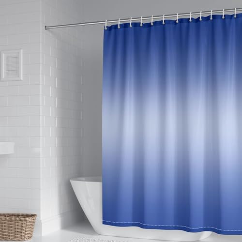 Homxi Ösen für Duschvorhang,150 W x 200 H cm,Duschvorhang Blau Farbverlauf Duschvorhang Polyester Duschvorhang mit Haken