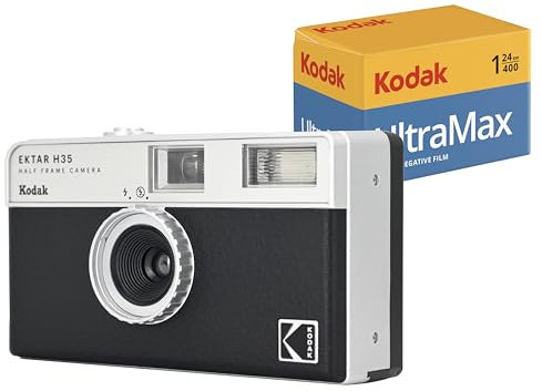 KODAK EKTAR H35 Halbformat-Filmkamera-Set mit Kodak Ultramax 400/24exp Rollfilm (Schwarz)