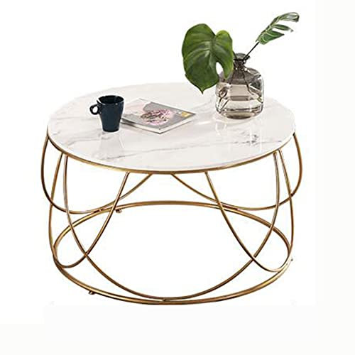 Beistelltisch, Couchtisch aus Schiefer, nordisches Hotel, moderner Ecktisch, kleines Wohnzimmer, Internet-Promi, runder Leuchttisch aus Kunstmarmor aus Eisen (Größe: 80 x 45 cm)