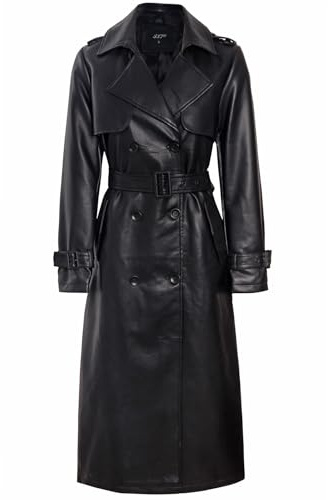 SS7 Womens Faux Leather Maxi Trench Coat PU