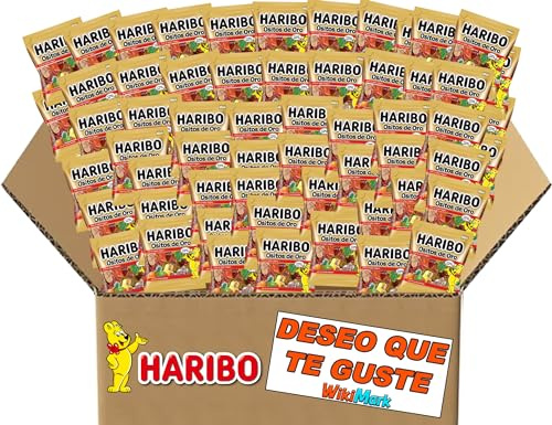 Lote Mini Bolsitas Ositos Haribo con Tarjeta WikiMark Deseo que Te Guste. Bolsitas de Gominolas Haribo Perfectas para Regalar en Cumpleaños, Comuniones o Bautizos. (100 Bolsitas)