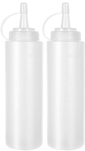 Uskerb BPA-Free Plastic Squeeze Condiment Bottles - Leak-Proof Sauce, Ketchup, & Mustard Dispensers for Kitchen and Food Service - 8oz, 2 Pack