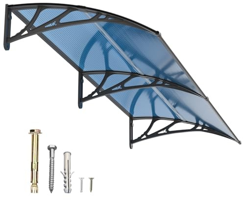 Vordach für Haustür 150x100CM Fenstervordach für Türen, Polycarbonat Pultvordach Überdachung für UV-,Regen- und Schneeschutz – Ideal für Veranda, Terrasse und Fenster