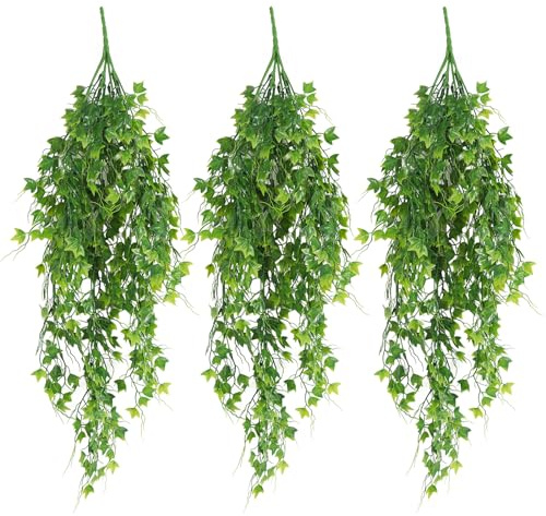 RECUTMS Artificial Plant Faux Plant Ivy Greenery Fake Hanging Plants Faux Greenery Plant Fake Ivy Leaf UV Resistant for Indoor Home Decor Outdoor Garden Yard Porch Wall Decoration 3 Packs（Green）