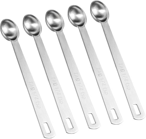 lusofie 5 Pcs 1/4 Teaspoon Measuring Spoons Mini Spoons Stainless Steel Measuring Spoons for Kitchen Cooking Spoon Coffee Spoon (Silver)