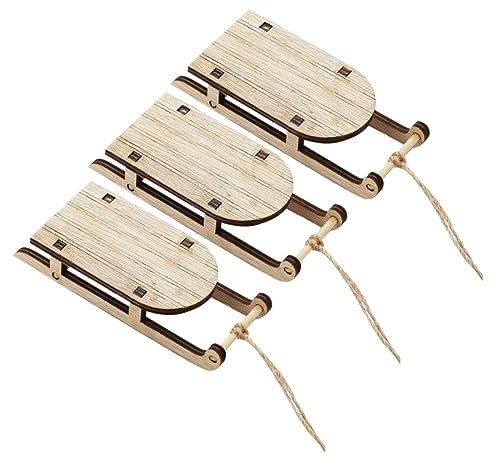Alipis 3stücke Teiliges Mini Holzschlitten Miniatur Holzwagen Dekoration Für Tisch Büro Fein Detaillierte Mini-Schlitten Als Weihnachts Wohnaccessoire