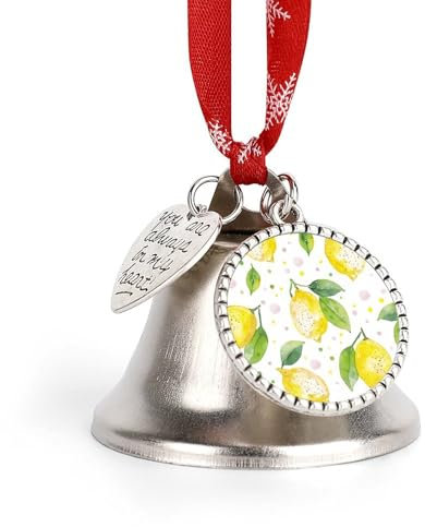 Cloche de Noël en métal avec joli motif de citron imprimé, cloche de Noël personnalisée, peut être utilisée comme décoration de fêtes de fin d'année
