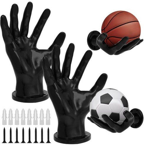 2 Stück Ballhalter, Hand Wandhalterung für Bälle, 15 * 21,5 cm Wand Halterung mit 8 Schrauben 8 Nägel, Ball Deko Ballhalter Wandhalter für Basketball Fußball Volleyball Football Golfball Tennisball